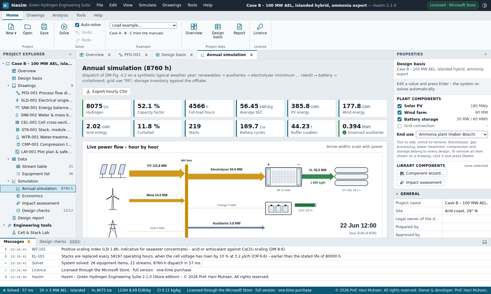 Annual simulation with power flow